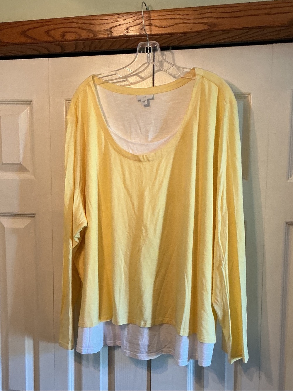 J. Jill Yellow Layered Scoop-Neck Long Sleeve Top